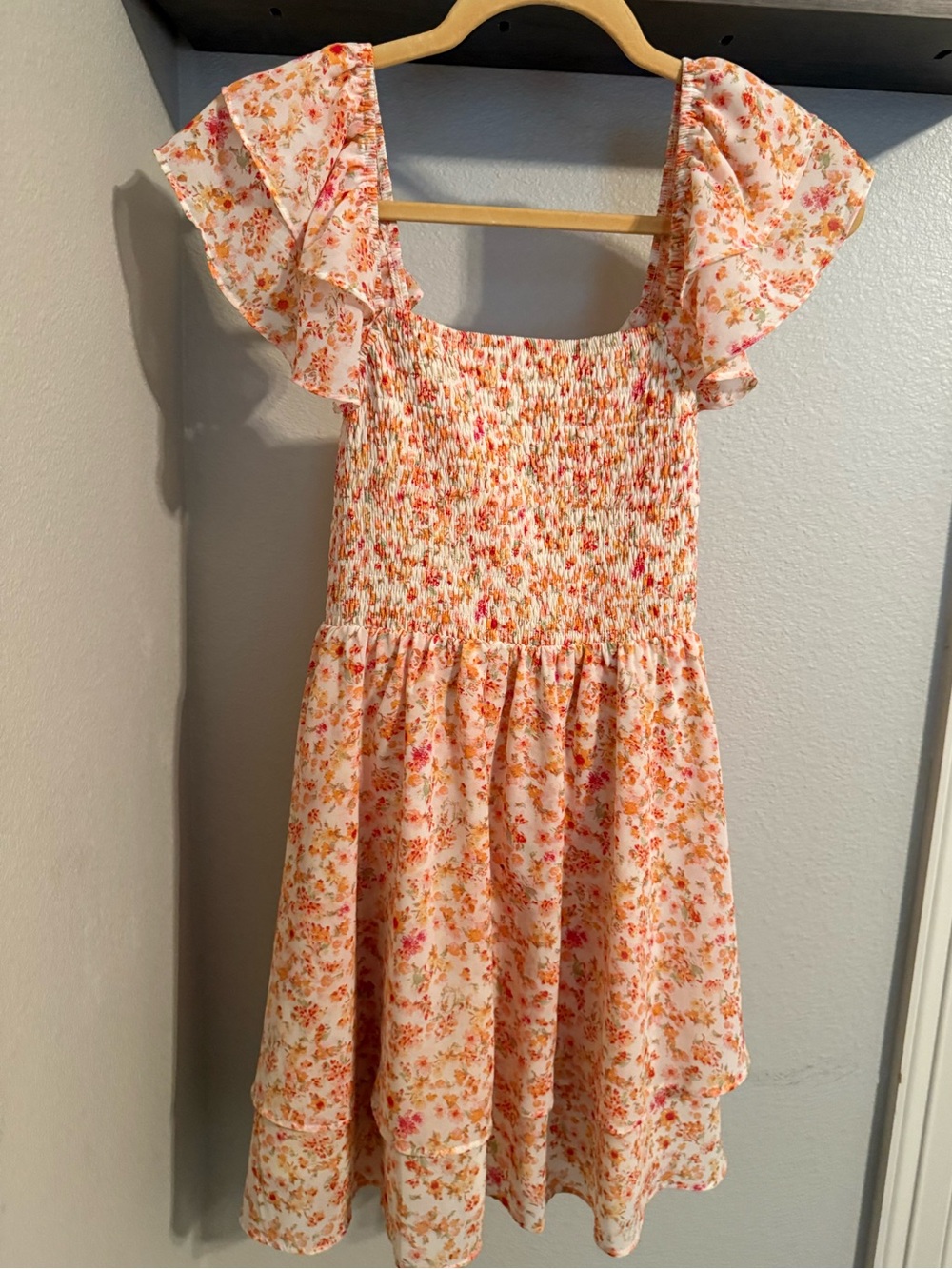 Altar'd State Pink & Orange Floral Smocked Sundress for Girls
